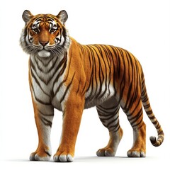 Fototapeta premium The full body of a tiger is isolated on a transparent background in this portrait