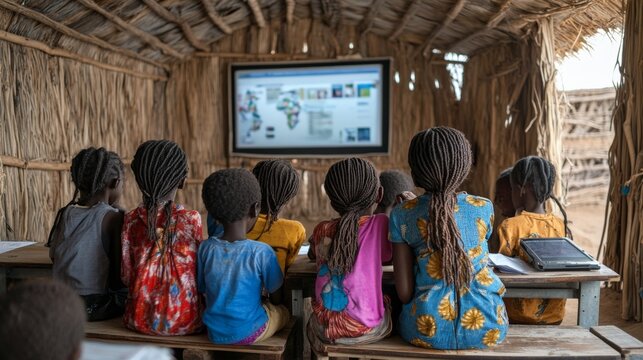 African Students Watching TV.