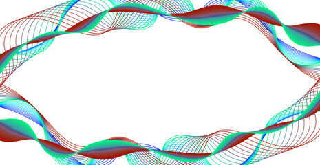 Frame Colorful Blue Wave Lines Pattern Abstract On White Background. Vector Illustration