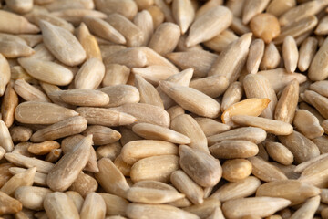 Close up Peeled Dried sunflower seeds for background.