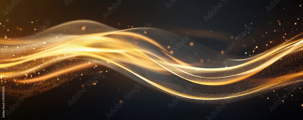 Aufkleber a mesmerizing wave of golden light flows across a dark backdrop, creating a sense of elegance and tr