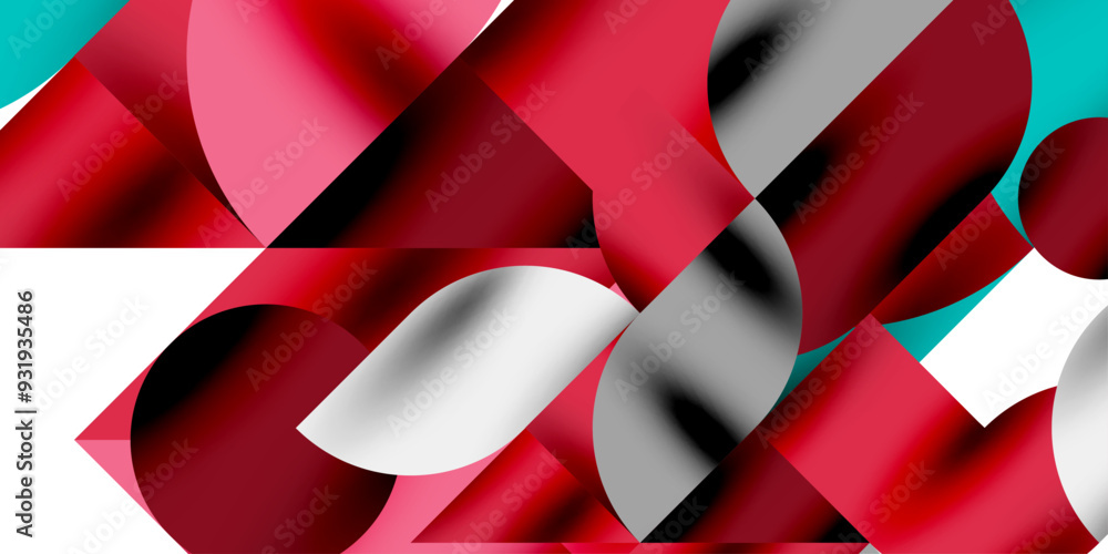 Poster tech minimal circular shapes geometric art. vector modern circles