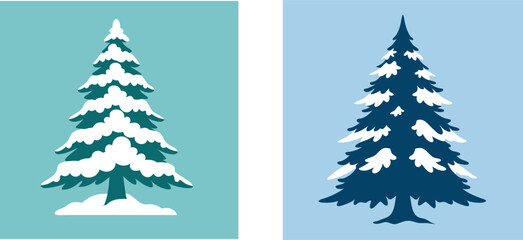 Christmas tree with snow vector art illustration