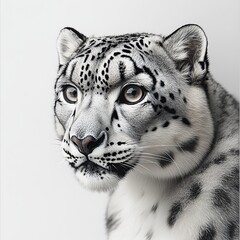 Fototapeta premium Isolated snow leopard with transparent cutout on white background