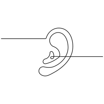 recommend clip art: Ear  single line art, continuous one line drawing of  Isolated outline vector art 
                    