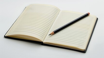 notebook with lined sheets notepad with black pencil