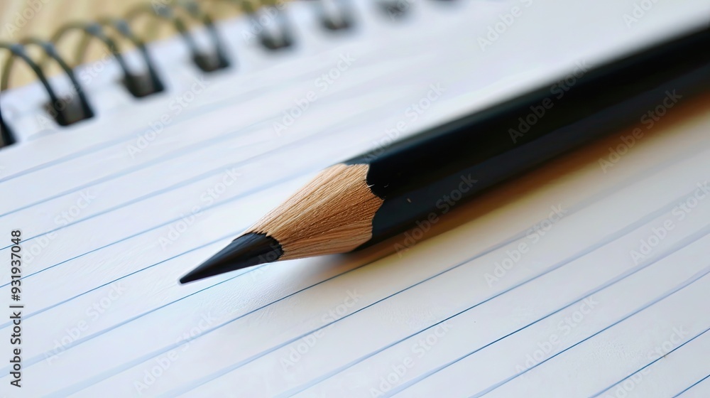 Poster notebook with lined sheets notepad with black pencil