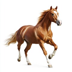 Naklejka premium A white horse galloping with a long mane standing on a transparent background (png)