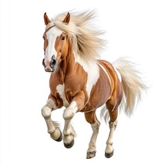 Obraz premium A white horse galloping on a transparent background (png) has a long mane and stands with its head raised.