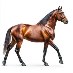 Obraz premium Horse (stallion) standing isolated on white background