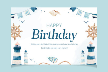 Nautical Watercolor Banner Template © HalfPastTwo