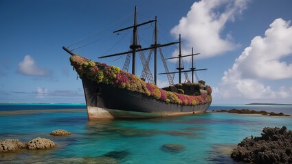 **Title:**  
"Abandoned Coral Ship: A Cinematic 4K Anime Landscape"