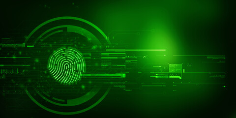 2d Illustration Fingerprint Scanning Technology Concept 
