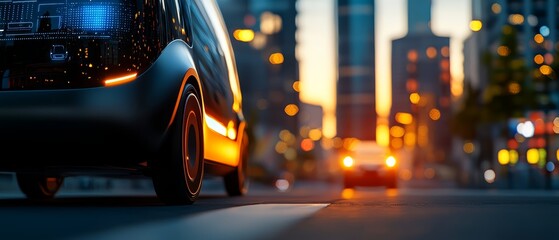 Conceptual design of an intelligent mobility solution, showcasing the creation of a self-driving vehicle with advanced AI capabilities