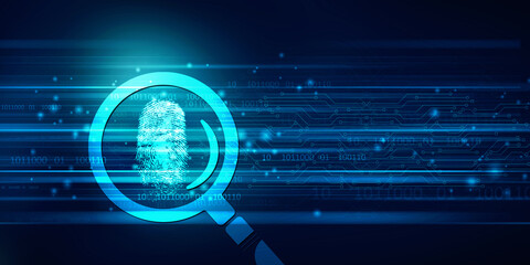 2d Illustration Fingerprint Scanning Technology Concept 
