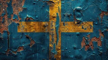 Swedish flag in blue with yellow cross