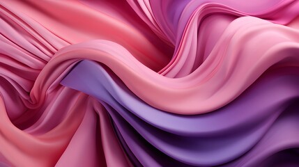 Obraz premium Abstract Pink Purple Fabric Waves, Elegant Drapery, Fashion Design, Soft Texture, Grainy Effect, Modern Wallpaper, Poster, Cover Template, Close-Up, Fluid Shape