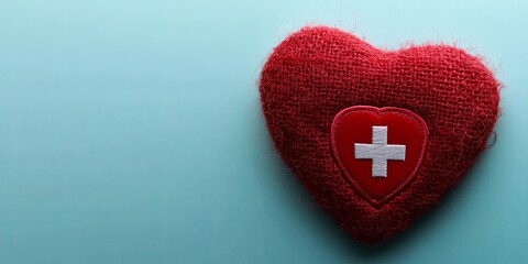 Heartfelt Care: A gentle red heart with a white bandage symbolizes compassion, healing, and support, offering a comforting and tender visual for healthcare, wellness, and emotional support. 