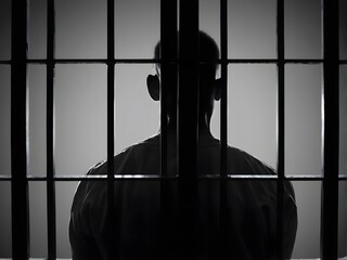 Silhouette of person in jail