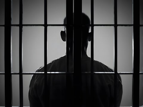 Silhouette of person in jail