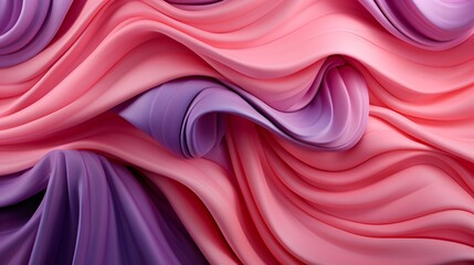 Obraz premium Abstract Pink Purple Fabric Waves, Elegant Drapery, Fashion Design, Soft Texture, Grainy Effect, Modern Wallpaper, Poster, Cover Template, Close-Up, Fluid Shape