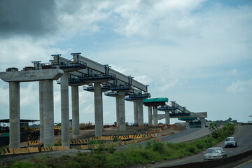 Mega estructura vial en construcción del metro de Panama Oeste.