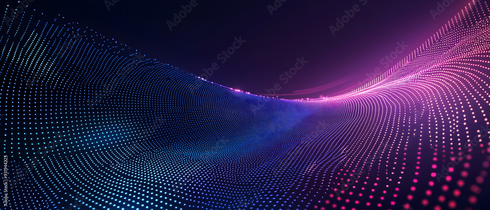 Poster a vector illustration of a technology background, flat color gradient from deep blue to electric pur