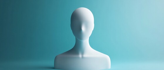 Futuristic Minimalist AI Avatar Faceless Digital Figure in Monochromatic Setting