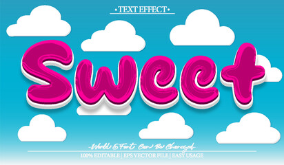 Sweet Candy  Vector Text Effect Editable Alphabet Tasty Pink Lollipop Yummy