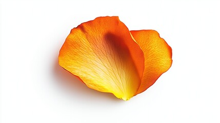 Orange rose petal on white background, isolate
