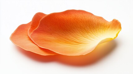 Orange rose petal on white background, isolate