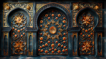 Obraz premium Abstract Islamic background with traditional motifs and symmetrical arrangements