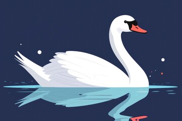 Naklejka premium Elegant White Swan on Blue Water