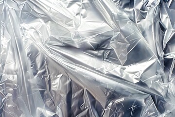 Obraz premium Shimmering Silver Plastic Texture with Wrinkles and Creases