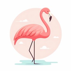 Fototapeta premium Beautiful flamingo bird illustration isolated on a white background Minimalist