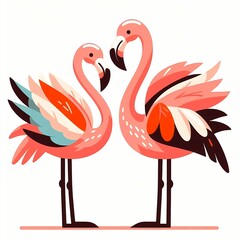 Obraz premium Beautiful flamingo bird illustration isolated on a white background Minimalist