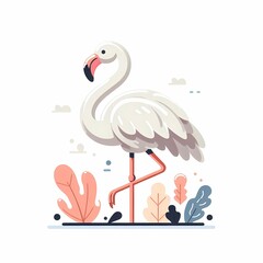 Fototapeta premium Beautiful flamingo bird illustration isolated on a white background Minimalist