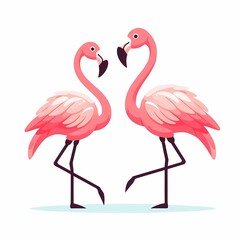Obraz premium Beautiful flamingo bird illustration isolated on a white background Minimalist
