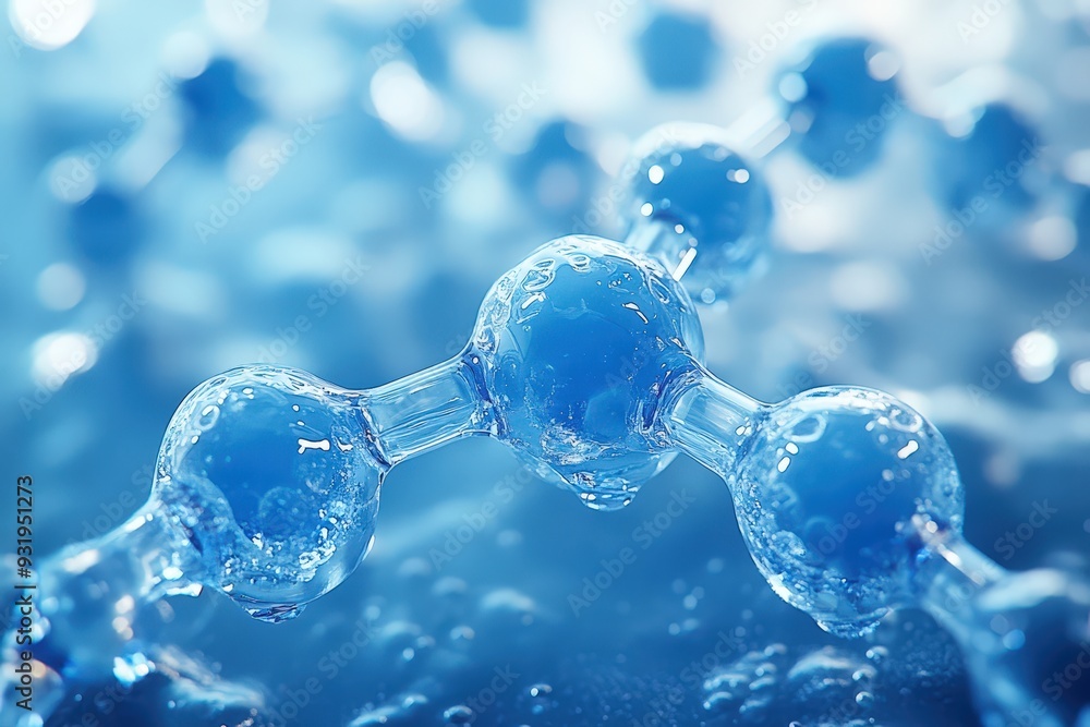 Poster blue crystal molecule: a mesmerizing 3d rendering of a crystal molecule, showcasing its intricate st
