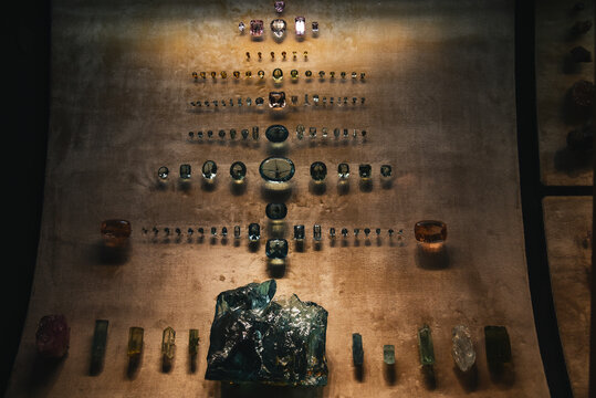 Polished Minerals Display in the American Museum of Natural History - Manhattan, New York City