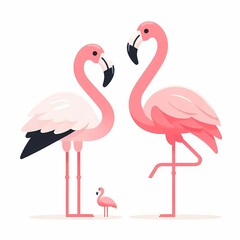 Fototapeta premium Beautiful flamingo bird illustration isolated on a white background Minimalist