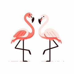 Obraz premium Beautiful flamingo bird illustration isolated on a white background Minimalist