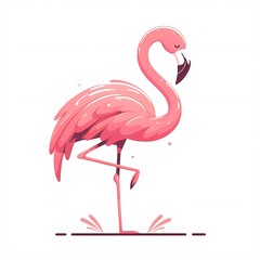 Fototapeta premium Beautiful flamingo bird illustration isolated on a white background Minimalist