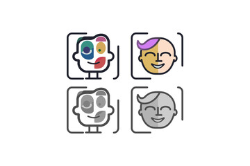 Vector social media icons in color and black and white on white background.