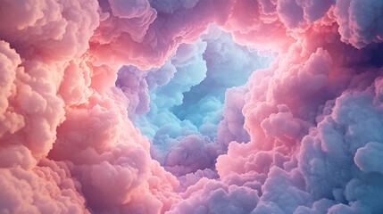 Ethereal Cloud Cavern in Hyper-realistic Photography with Soft Pinks and Blues