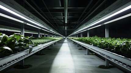 Obraz premium Photo of a vertical farm in which vegetables grow