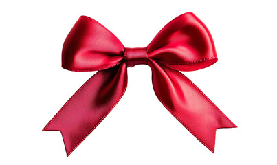Fototapeta premium Vibrant Red Satin Ribbon Bow, Elegant Decorative Gift Wrapping Element for Christmas, Birthday, and Special Occasions, Luxurious Ribbon Accessory