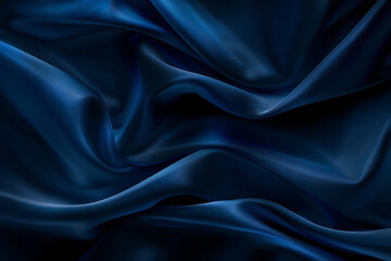 Obraz premium Dark Blue Silky Fabric Texture - Luxurious and Smooth Navy Fabric with Elegant Flowing Waves
