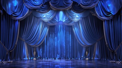 Beautiful theater curtains cobalt colors