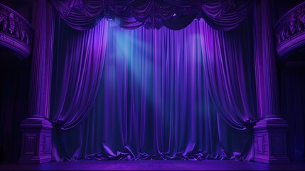 Beautiful theater curtains violet colors